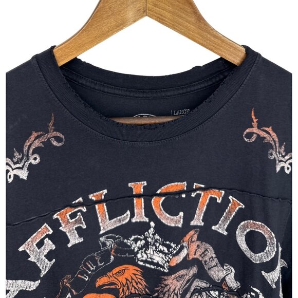Affliction Men's Short Sleeve Distressed Black Shirt Size L - Picture 5 of 9